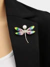 Xuhui brand premium copper plated with real gold and inlaid with zircon, high-quality multi-color baked paint dragonfly brooch details Picture